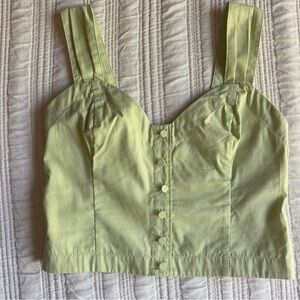 Abercrombie & Fitch pleated linen Light Green Button-Up Women's crop tank